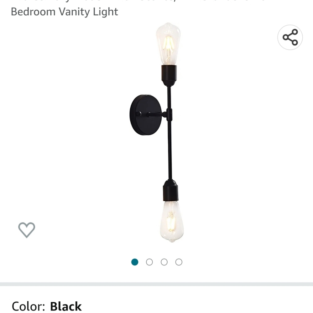 Gaze black bathroom vanity light, 2 light mid-century modern wall scones…